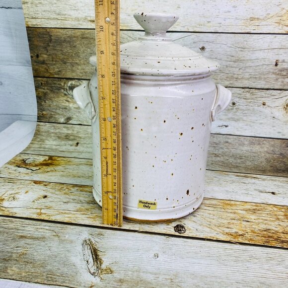 Kulan Pottery SPECKLED VEGETABLE Stoneware Large 12" Heavy Lidded Cookie Jar - Picture 2 of 10